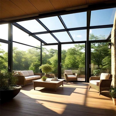 Casa di vetro moderna sostenibile protezione UV vetro solare