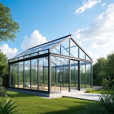 Casa di vetro in alluminio su misura Protezione UV Vetro esterno Sala solare