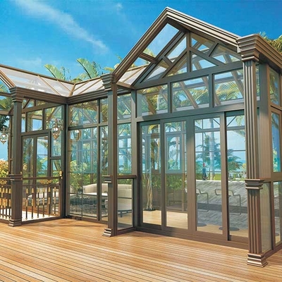 Sala solare robusta e leggera con pavimento di piastrelle personalizzato Sala solare con porta scorrevole